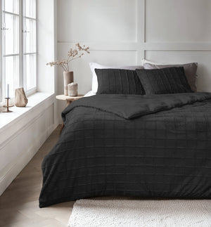 Faux Fur Check Zwart