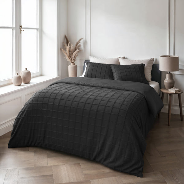 Faux Fur Check Zwart