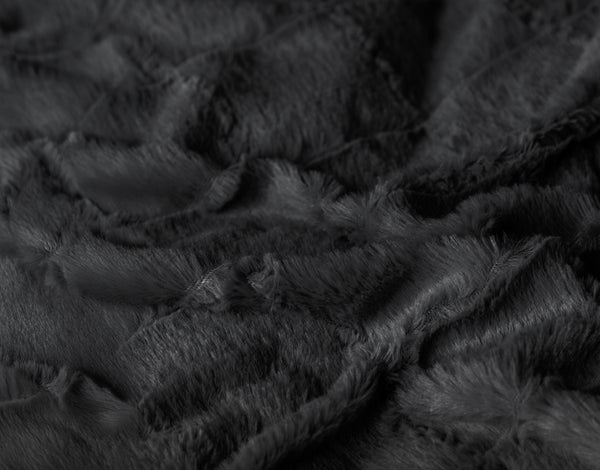 Faux Fur Check Zwart