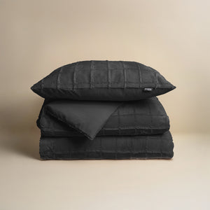 Faux Fur Check Zwart