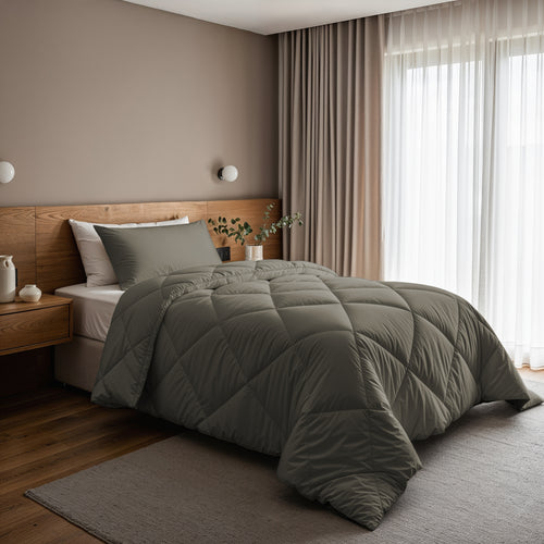 Lazy Dekbed Diamond Kaki Met Kussenslopen