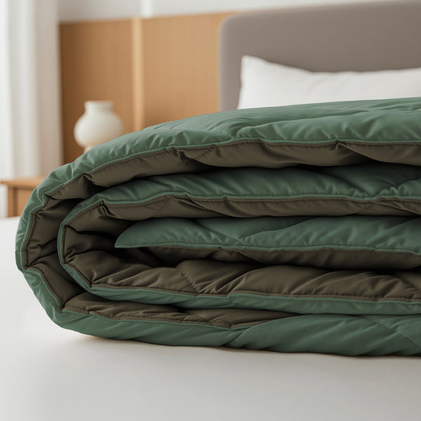 Lazy Dekbed Diamond Groen/Kaki Met Kussenslopen