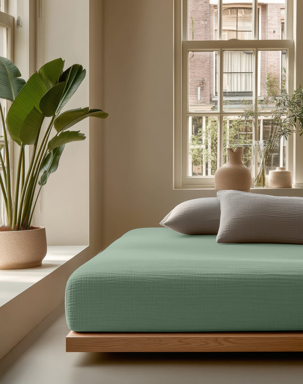 Mousseline Hoeslaken Groen