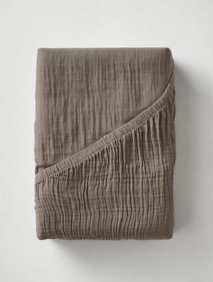 Mousseline Hoeslaken Taupe