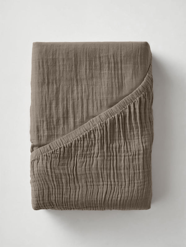 Mousseline Hoeslaken Taupe
