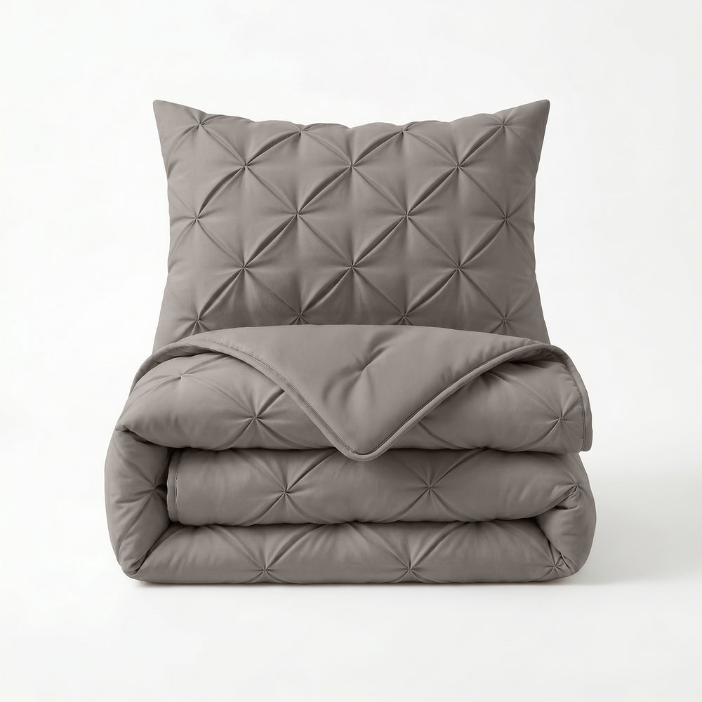 Dekbed Zonder Overtrek - Lazy Dekbed Pintuck Taupe/Grijs
