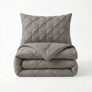 Bettdecke ohne Bettbezug – Lazy Bettdecke Pintuck Taupe/Grau