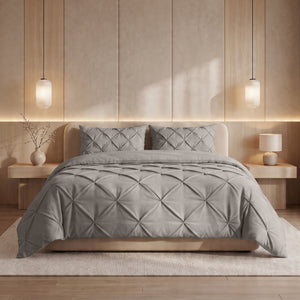 Bettdecke ohne Bettbezug – Lazy Bettdecke Pintuck Taupe/Grau