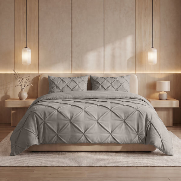 Bettdecke ohne Bettbezug – Lazy Bettdecke Pintuck Taupe/Grau