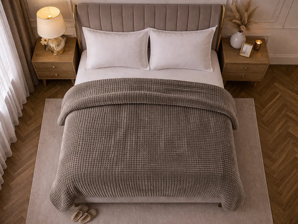 Dekbed Zonder Overtrek - Sherpa Flanel Easy Dekbed - Coffee Brown