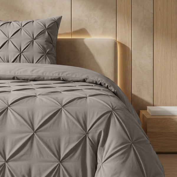Bettdecke ohne Bettbezug – Lazy Bettdecke Pintuck Taupe/Grau
