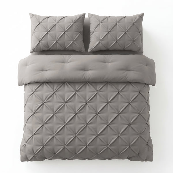 Bettdecke ohne Bettbezug – Lazy Bettdecke Pintuck Taupe/Grau