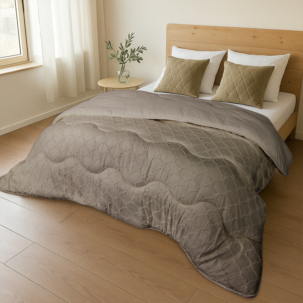 Dekbed Zonder Overtrek - Lileo EasyDekbed™ Tufted Waves – Taupe