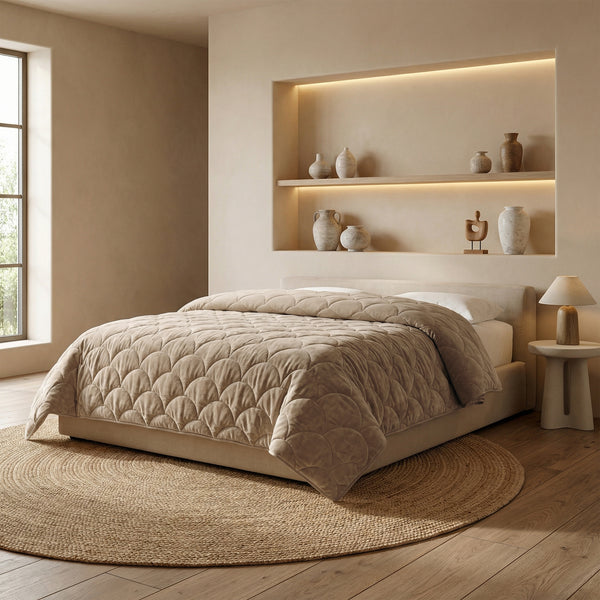 Dekbed Zonder Overtrek - Chenille Velvet Emboss - Taupe