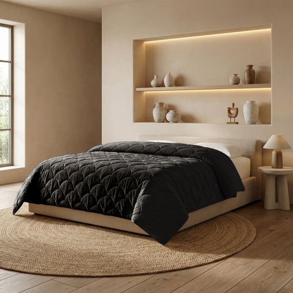 Dekbed Zonder Overtrek - Chenille Velvet Emboss - Zwart