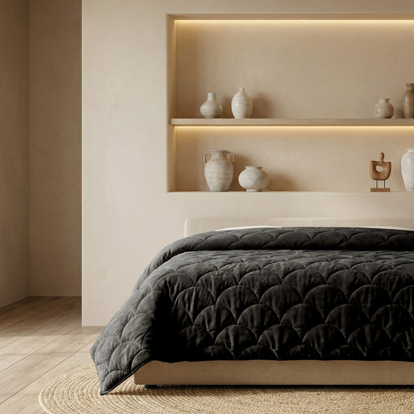 Dekbed Zonder Overtrek - Chenille Velvet Emboss - Zwart