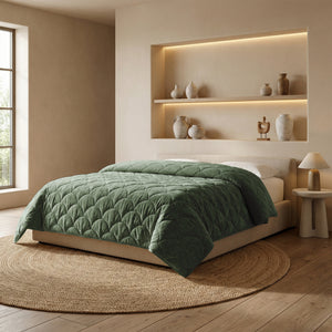 Dekbed Zonder Overtrek - Chenille Velvet Emboss - Hedge Groen