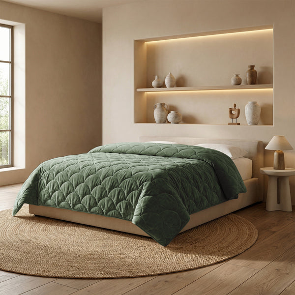 Dekbed Zonder Overtrek - Chenille Velvet Emboss - Hedge Groen