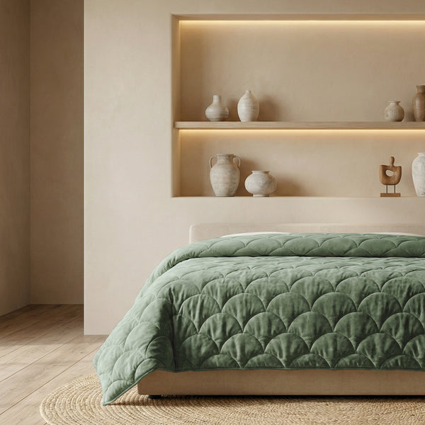 Dekbed Zonder Overtrek - Chenille Velvet Emboss - Hedge Groen