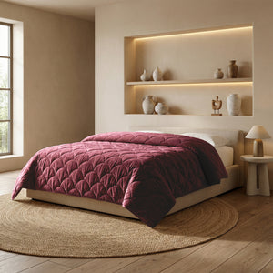Dekbed Zonder Overtrek - Chenille Velvet Emboss - Burgundy