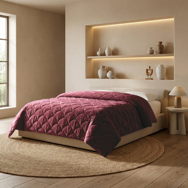 Dekbed Zonder Overtrek - Chenille Velvet Emboss - Burgundy