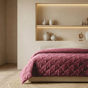 Dekbed Zonder Overtrek - Chenille Velvet Emboss - Burgundy