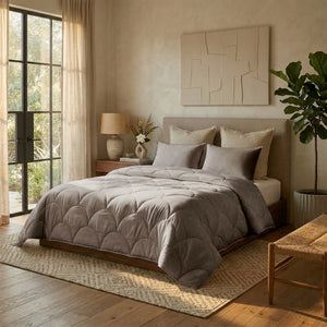 Bettdecke ohne Bettbezug – Baumwolle Percale Taupe