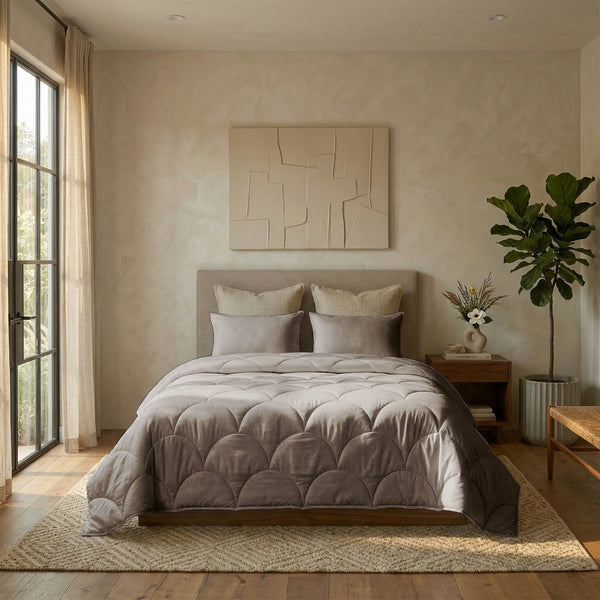 Bettdecke ohne Bettbezug – Baumwolle Percale Taupe