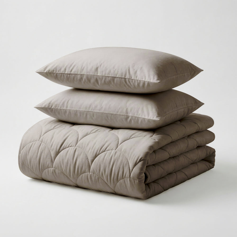 Dekbed Zonder Overtrek - Katoen Percale incl. Kussenslopen - Taupe