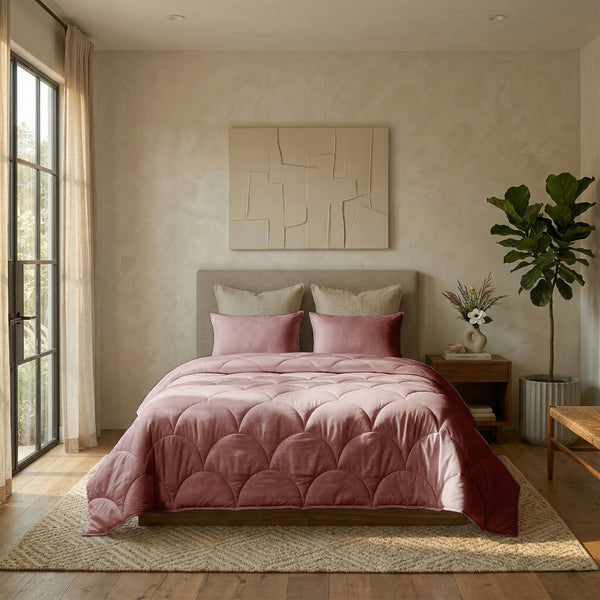 Dekbed Zonder Overtrek - Katoen Percale incl. Kussenslopen - Oud Roze