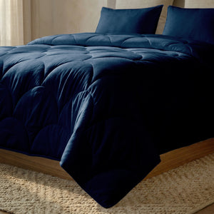 Dekbed Zonder Overtrek - Katoen Percale incl. Kussenslopen - Donker Blauw