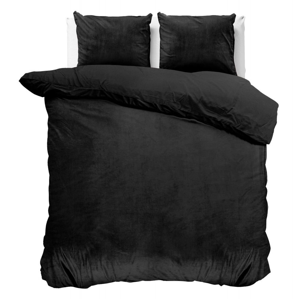 Velvet Uni Dekbedovertrek Zwart