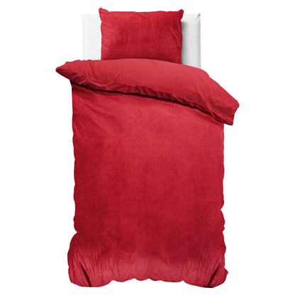 Velvet Uni Dekbedovertrek Rood
