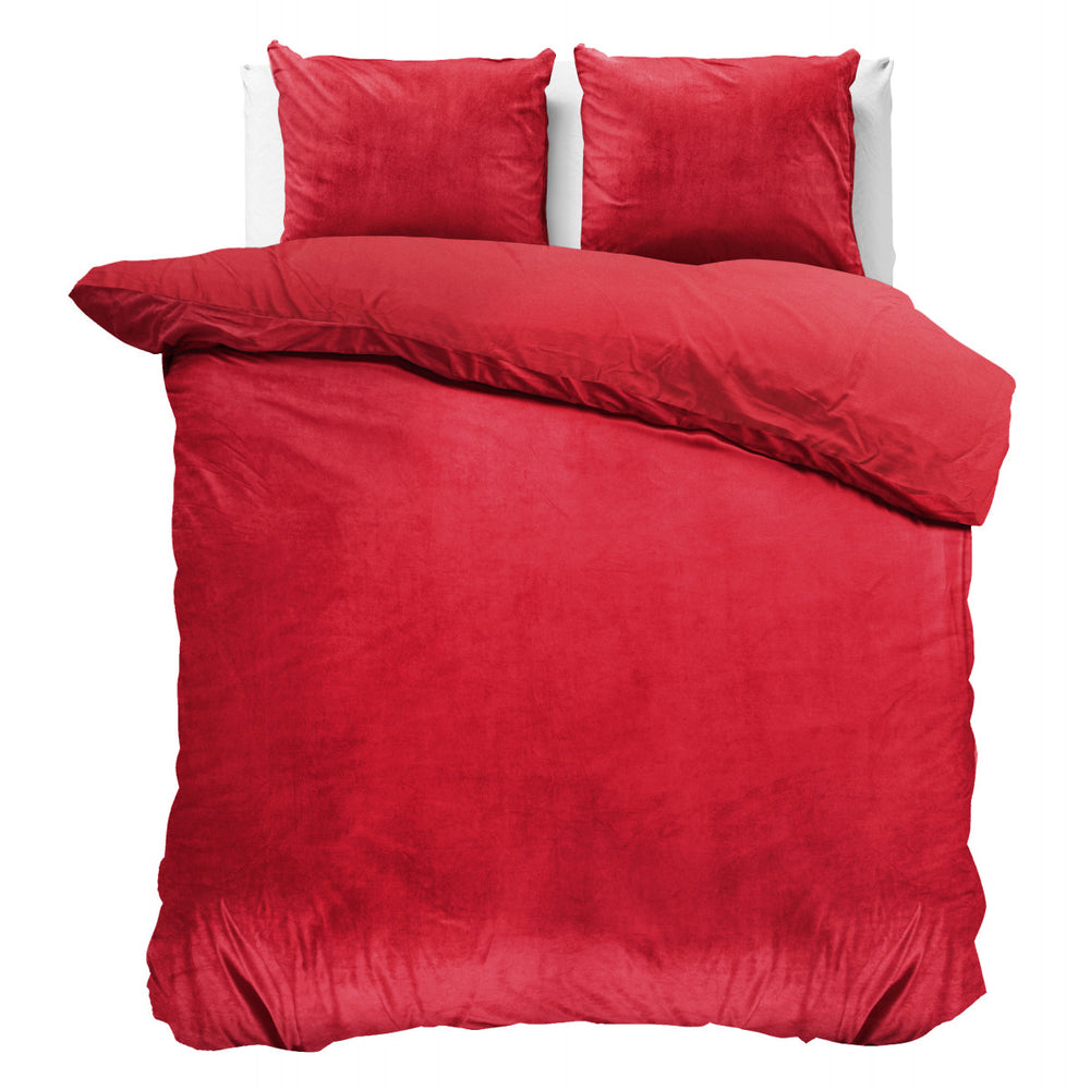 Velvet Uni Dekbedovertrek Rood