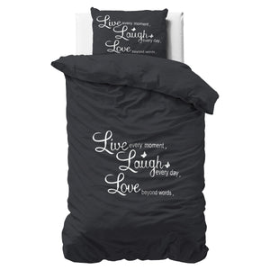 Live, laugh and love Antraciet