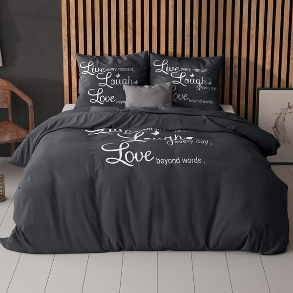 Live, laugh and love Antraciet
