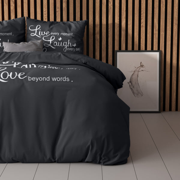 Live, laugh and love Antraciet