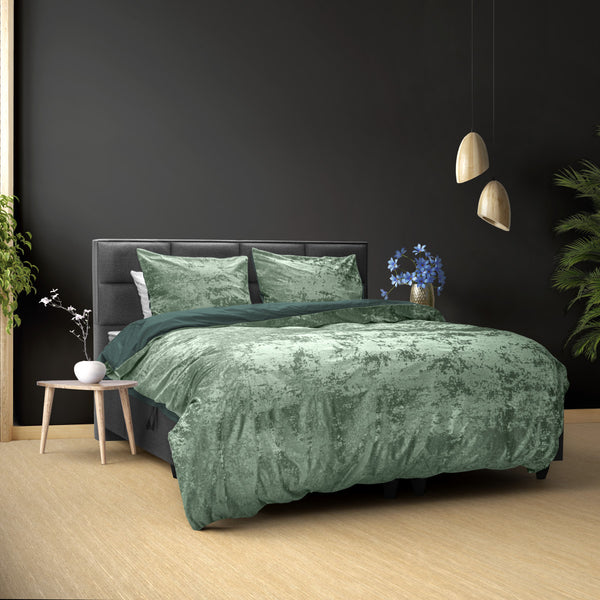 Crushed Velvet Cotton Bottle Donker Groen