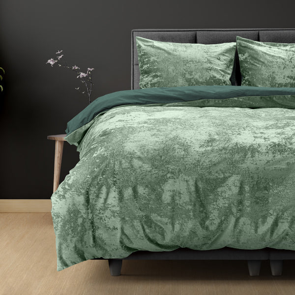 Crushed Velvet Cotton Bottle Donker Groen