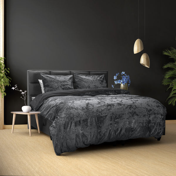 Crushed Velvet Cotton Volcanic Antraciet