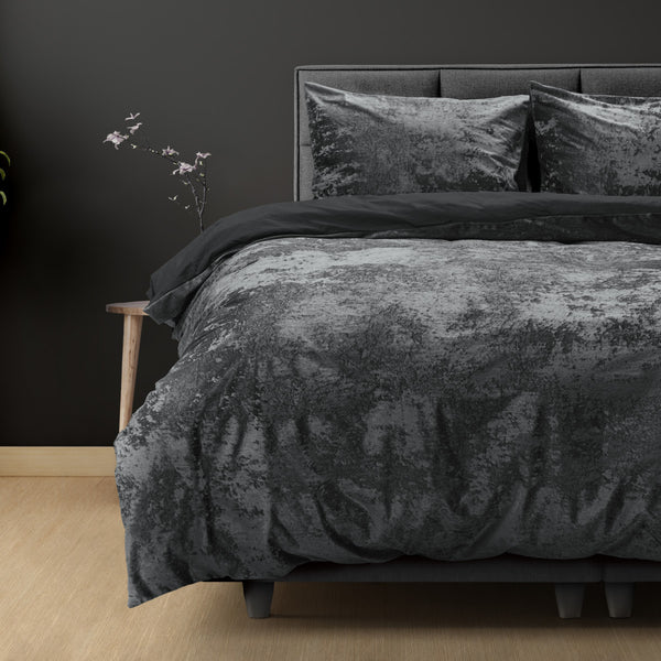 Crushed Velvet Cotton Volcanic Antraciet