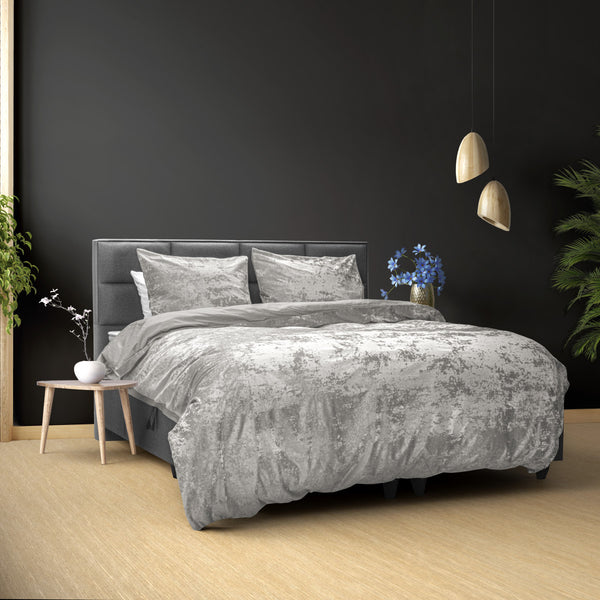 Crushed Velvet Katoen Metallic Zilver