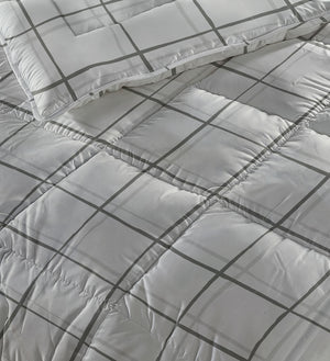All-in one Lazy dekbed Deep check Wit Met Kussenslopen