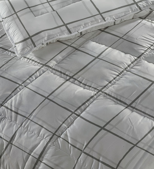 All-in one Lazy dekbed Deep check Wit Met Kussenslopen