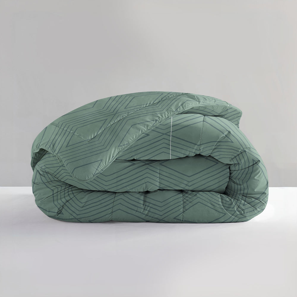 All-in one Lazy dekbed Dorian Groen Met Kussenslopen
