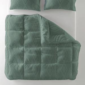 All-in one Lazy dekbed Dorian Groen Met Kussenslopen