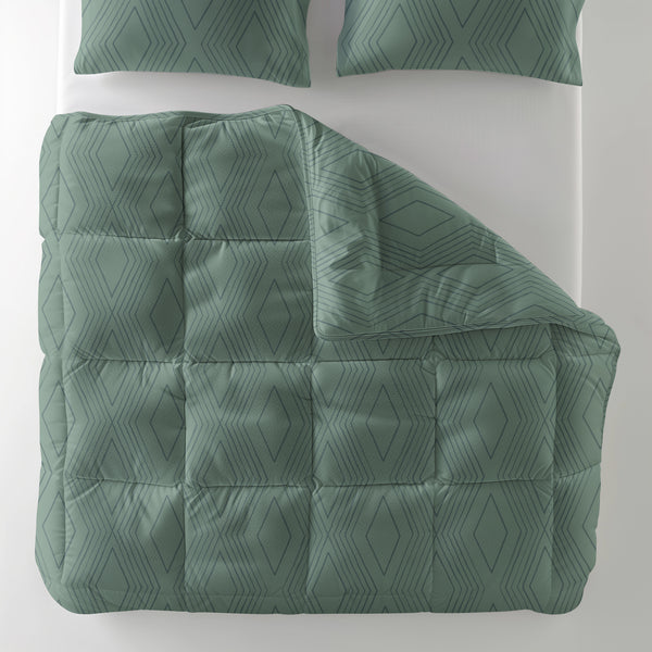 All-in one Lazy dekbed Dorian Groen Met Kussenslopen