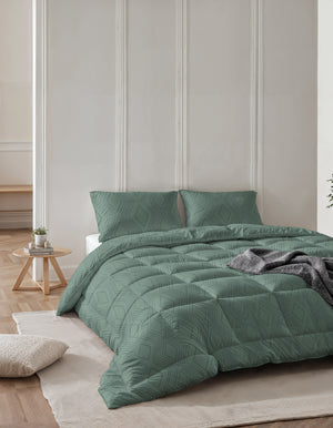Dekbed Zonder Overtrek - All-in one dekbed Dorian Groen Met Kussenslopen
