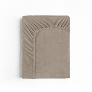 Velvet hoeslaken Taupe/Grijs