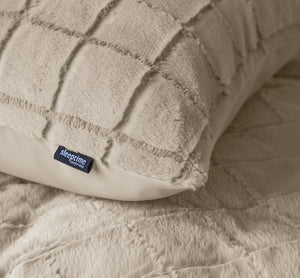 Faux Fur Check Beige